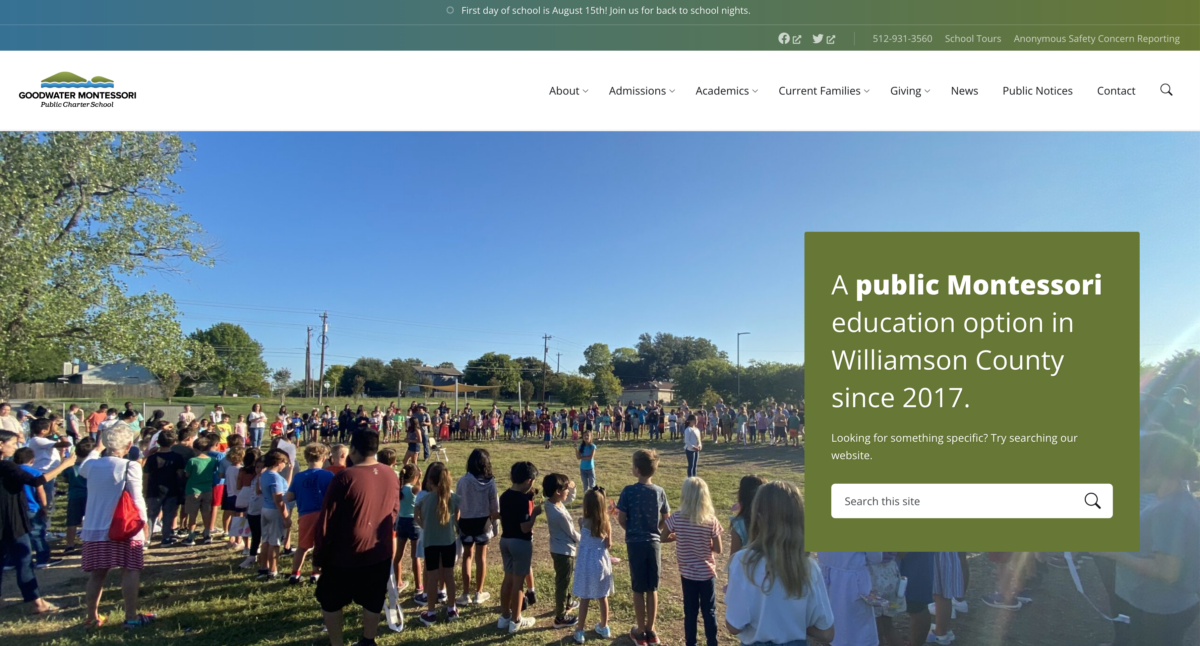 Goodwater Launches New site Goodwater Montessori Public Charter School